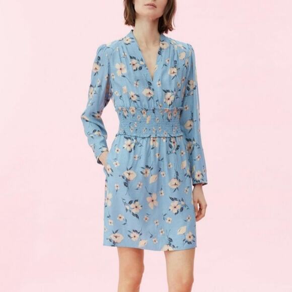 Rebecca Taylor Daniella Blue Floral Silk Dress size 10 - Picture 1 of 15